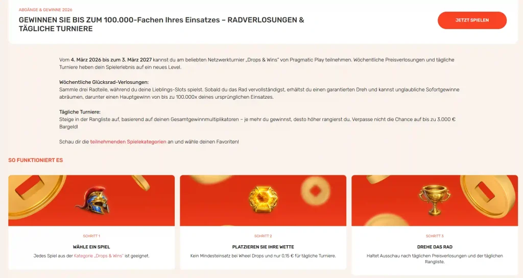 Koi Casino Drops and Wins Promotion mit täglichen Turnieren und Gewinnaktionen