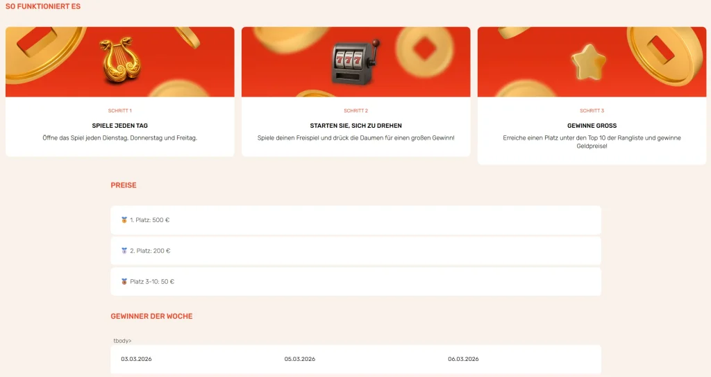 Koi Casino Turnier Preise mit Rangliste und Gewinnern der Woche